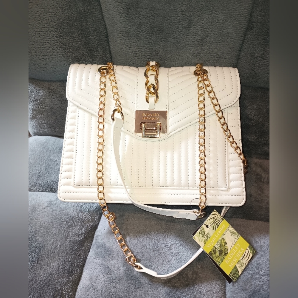 White Badgley Mishka Quilting Crossbody